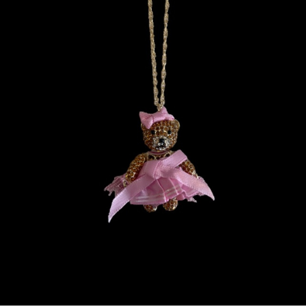 Betsey Johnson Teddybear Teddy Bear Cheerleader Pendant Necklace NWT
